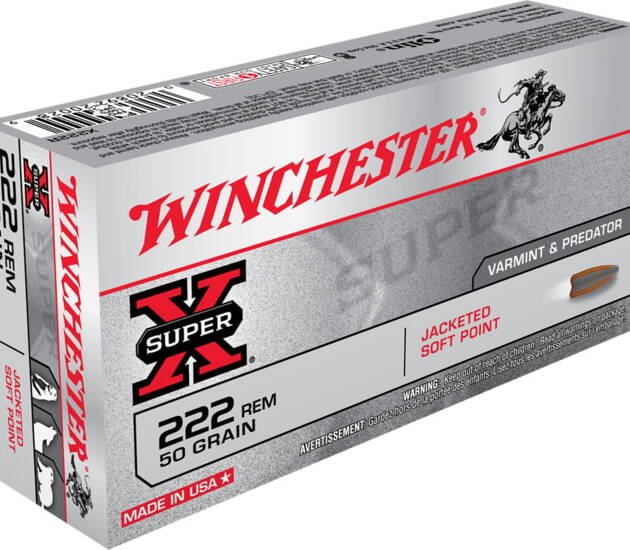 Winchester SUPER-X RIFLE .222 Remington 50 grain Jacketed Soft Point Brass Cased  500 rounds