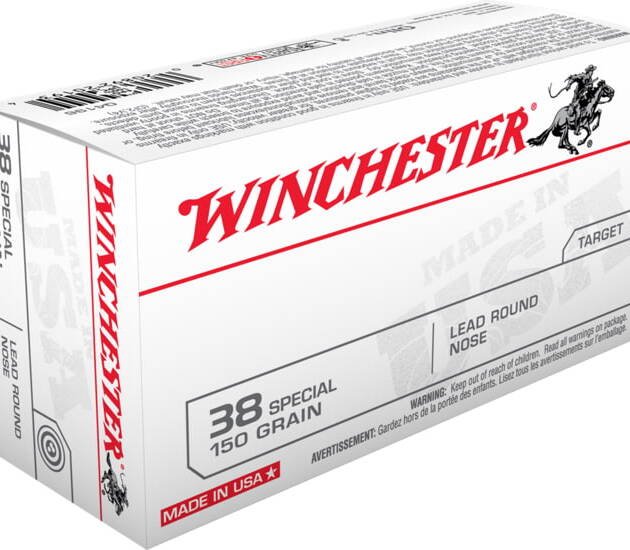 Winchester USA HANDGUN .38 Special 150 grain Lead Round Nose Centerfire Pistol Ammunition 500 RDS