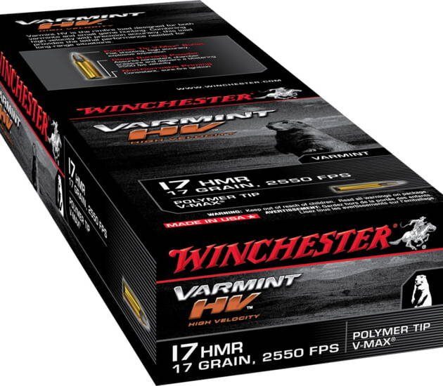 Winchester VARMINT HV .17 Hornady Magnum Rimfire 17 grain Polymer Tip V-Max Rimfire Ammunition 500 ROUNDS