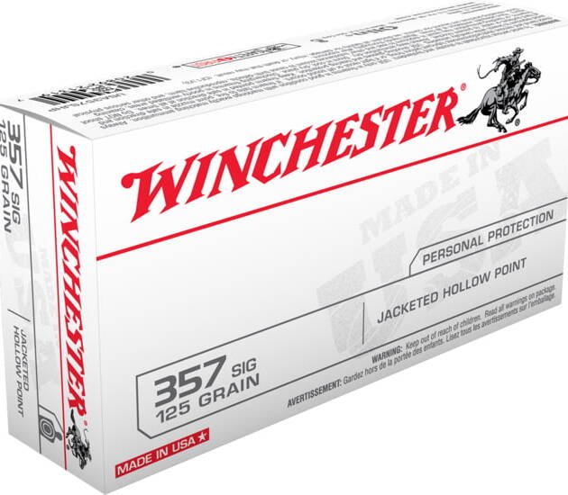 WINCHESTER .357 SIG 125 grain Jacketed Hollow Point (JHP) Brass Casing 500 rounds