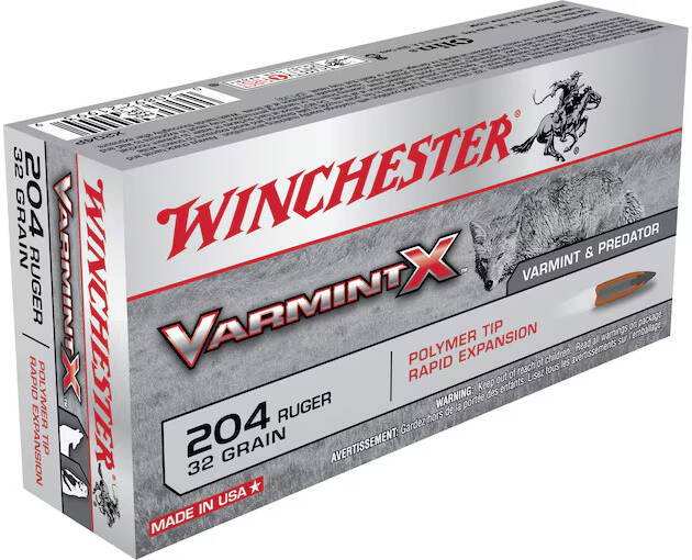 Winchester Vamint X 204 Ruger Ammo 32 Grain Polymer Tip Box of 20
